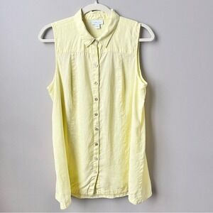 J. Jill 100% Linen Tunic Women's Medium Pale Yellow Coastal Vacation Pastel Top
